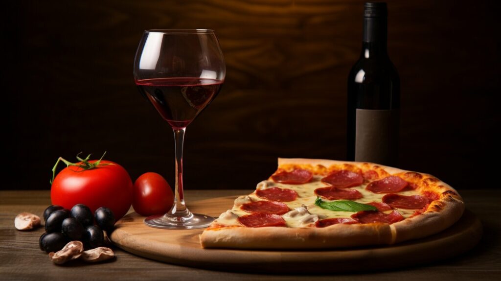 pizza and wine